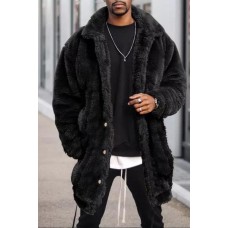 MEN'S Loose and Simple Solid Color Warm Long Jacket