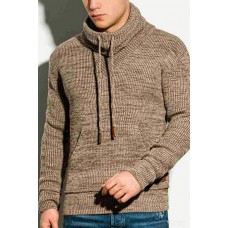 Men's Drawstring Stand Collar Long Sleeve Knit Sweater