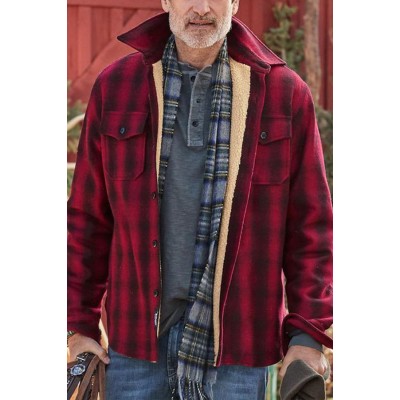 Men's Plaid Plus Fleece Jacket Coat