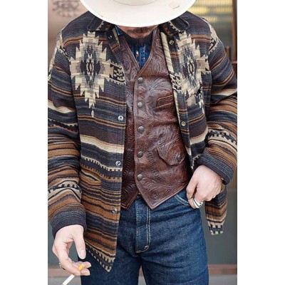 Men's Pattern Leisure Fashion Geometry Print Coat