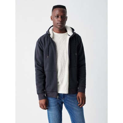 High Pile Fleece Lined Hoodie - Washed Black